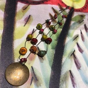 Colorful layered big circle charm layered necklace